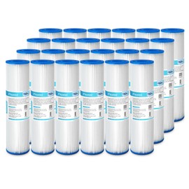 Membrane Solutions 50 Micron Pleated Polyester Sediment Water Filter 10"x2.5" Replacement Cartridge Universal Whole House Pre-Filter Compatible with W50PE, WFPFC3002, SPC-25-1050, FM-50-975 - 24 Pack