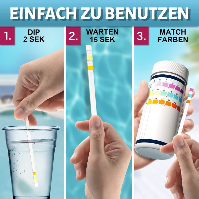 RUNBO 3 in 1 Pool Test Strips Spa 150 Sticks