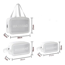 MUYIBENMU Travel Toiletry Bag for Women Men，Translucent Waterproof Travel Makeup Cosmetic Pouch Traveling Organizer for Toiletries, Cosmetic, Accessories，3 Cosmetic Bags, Quart Size (White)