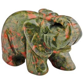 mookaitedecor Natural Unakite Elephant Ornament Figurine,Healing Crystal Energy Gemstone Reiki Statue Home Decor,1.5 Inches