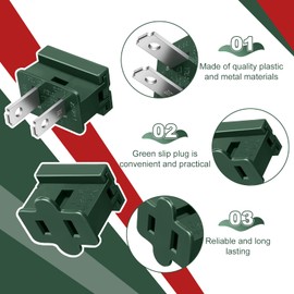 60 Pieces Christmas Spt-1 Female and Male Slip Plug Include 30 Female Vampire Plug 30 Male Zip Plug Slide Plug Electrical Plug Ends Male for Holiday Lights Design Outdoor Green