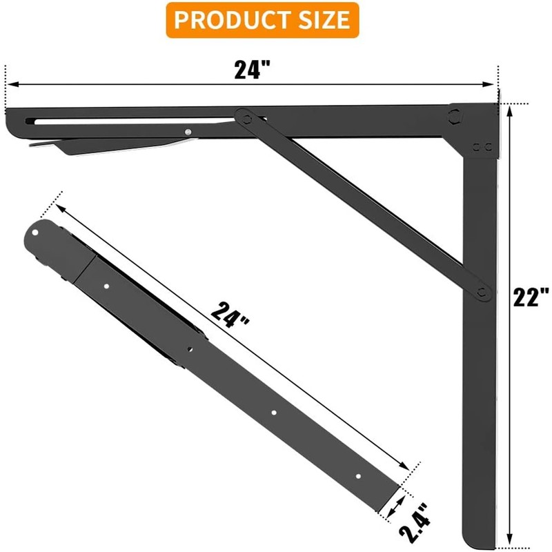 TORACK 24" Folding Shelf Brackets Heavy Duty Shelf Bracket Wall