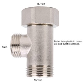 Haosie 7/8 T Adapter, Brass T Connector, T Adapter Shower Head, 3 Way Plumbing Splitter, Three Way Connector Diverter Valve for Toilet Shower Head Diverter Valve