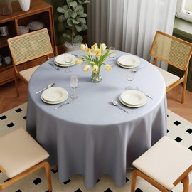 Zdada Grey Round Table Cloth, 230cm/90Inch Large Circular Table Cloths, Polyester Fabric Washable Tablecloth Dining Table Cover For Banquet Party Home