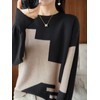 unifiss 033A Knit, Bi-Color, Pattern, Crew Neck, Long Sleeve, Cute,