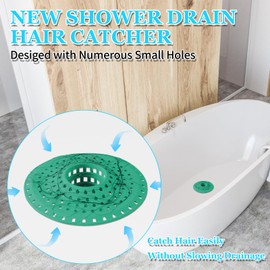 Aluvor Bathtub Drain Hair Catcher,Silicone Tub Hair Catcher Drain Protector,All-in-one Shower Hair Drain Catcher Strainer for 1.48'' to 1.76'' Regular Drains, 3PCS/Teal