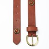 RISANTRY Women's Brown Rivet Belt with Gold Buckle Punk Studded