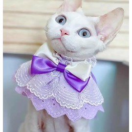 WEILFYONK Cat Dog Collar Cat Saliva Towel Collar Cat Clothes Dog Clothes Handmade Lace Pet Accessories Photography Background Pet Supplies Cute Japanese Style Wedding Ribbon Noble Embroidery Lace