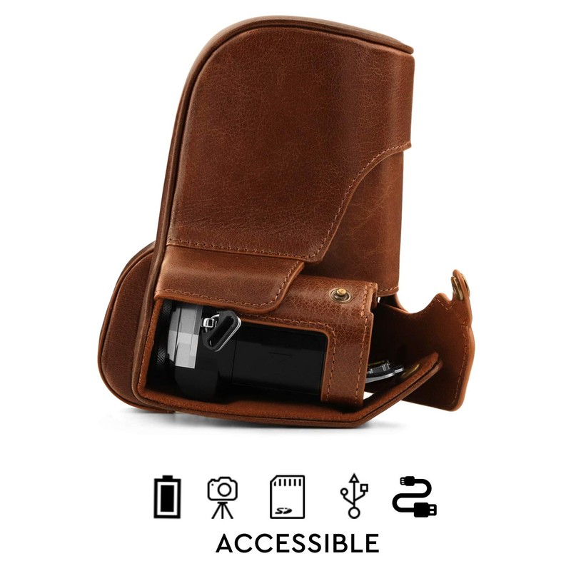 MegaGear Ever Ready MG1863 Brown Genuine Leather Camera Case Bag