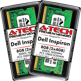 A-Tech 8GB (2x4GB) RAM for Dell Inspiron 24 3455, 3459, 5459, 5488 All-in-One | DDR3/DDR3L 1600MHz SODIMM PC3L-12800 204-Pin Non-ECC Unbuffered Memory Upgrade Kit