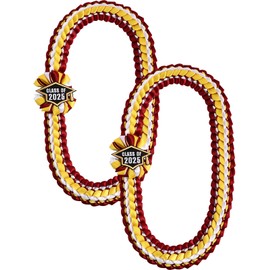 TFTAFAN Silk Graduation Leis Class of 2025 Graduation Ribbon Leis Graduation Necklace Braided Necklaces For High School College Graduation DIY Decors Party Supplies (1, Burgundy,white,and gold)