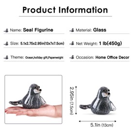 EUSTUMA Hand Blown Glass Seal Figurine,Sea Animal for Fish Tank Aquarium,Sea Animals Collection for Birthday Gift,Glass Paperweight