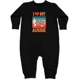 inktastic Toy Aussie I Love My Australian Shepherd Baby Fleece Romper 12 Months Black 41a88
