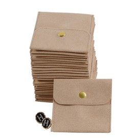 40pcs Sand Microfiber Jewelry Pouch Button Bag 8 x 8cm, Jewelry Packaging Bag Luxury Small Favor Bags Jewelry Gift Bags for Earrings Necklaces Bracelet Ring