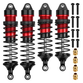 4PCS 1/10 RC Shocks Front & Rear Shock Absorber Assembled Set Replacement Parts Compatible with 1:10 Scale RC Cars Traxxas Slash/Rustler/Stampede VXL 4x4 4WD Upgrade Parts#5862 (Black Red)