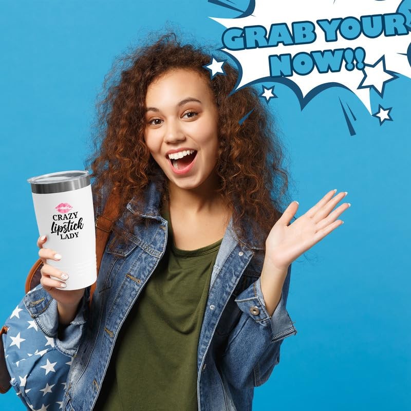 Flairy Land Makeup Artist Tumbler 20oz White -Cr*zy Lipstick Lady