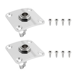 Briny River 2Pcs 1/4 Output Jack Plate Input Jack Socke 35x25x10mm 6.35mm Compatible with Les Paul, Silver