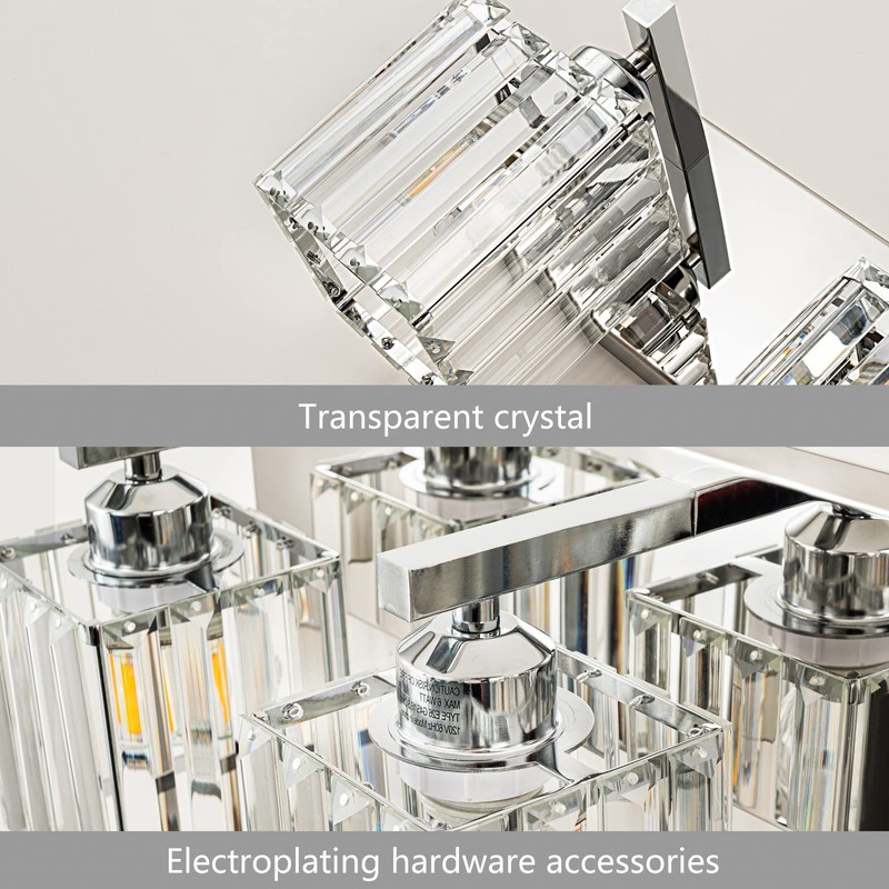 FDPBY Modern Bathroom Vanity Light 3-Lights Chrome Crystal Bathroom Wall
