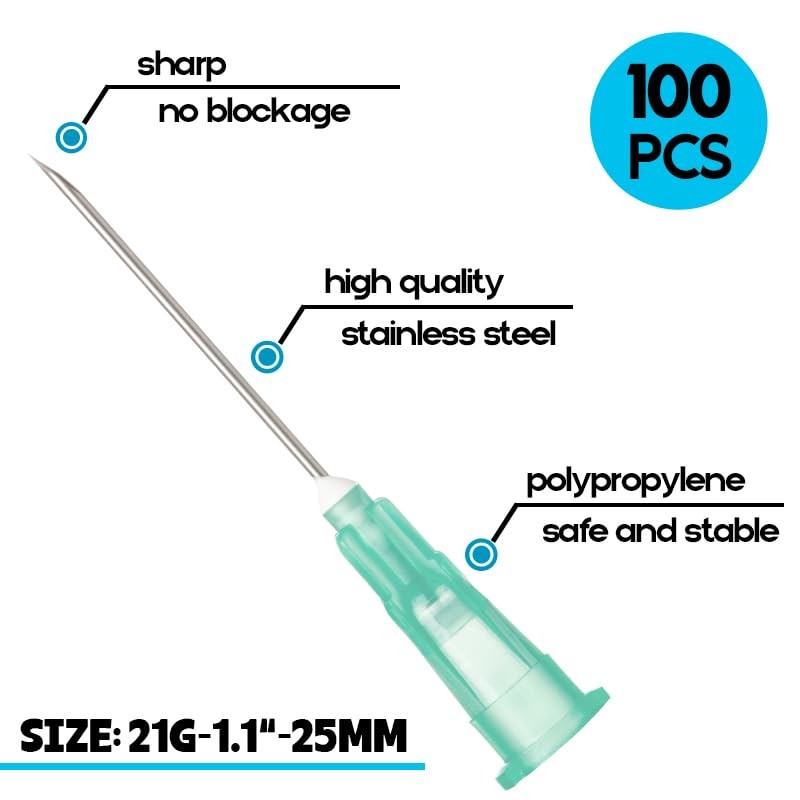 21 Gauge 1 Inch Luer Lock Luer Slip Dispensing Needle