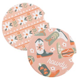 Karma Gifts Boho Car Coasters - Absorbent Cup Holder Coasters for Car - Set of 2 - Boots