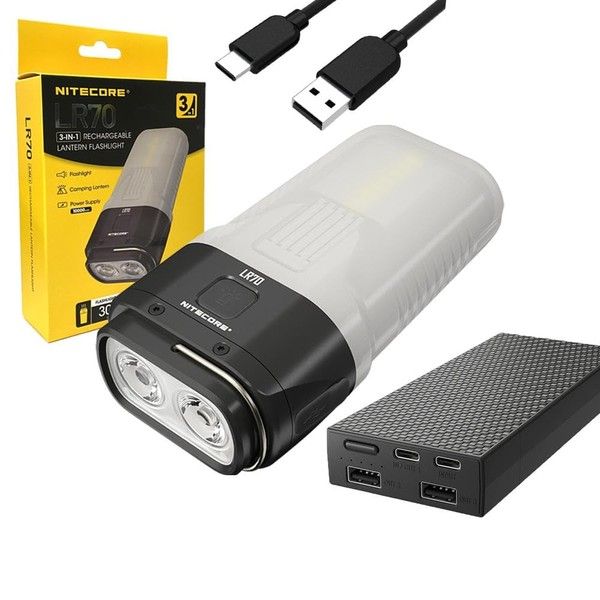 NITECORE LR70 3-in-1 Rechargeable Lantern Flashlight -3,000 Lumens w/ NB20000