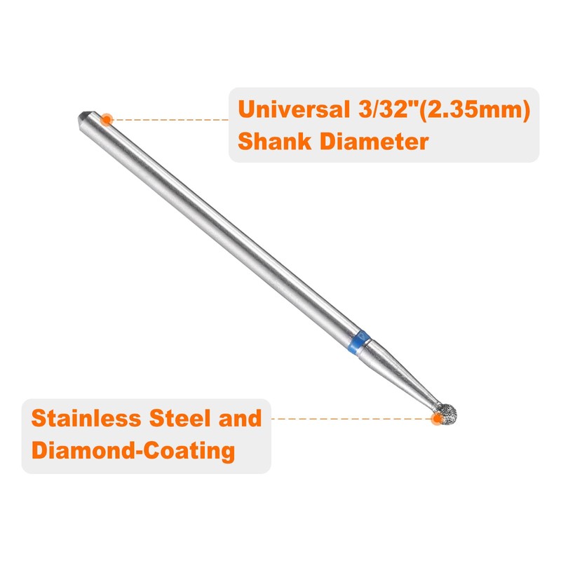 sourcing map 5pcs 120-140 Grits Diamond Grinding Bit 2mm Ball