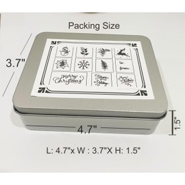 11PCS Merry Christmas Wooden Rubber Stamps, 4 Craft Ink Pads and 40 Blank Gift Tags are Flexible to Choose can be Used to Make DIY Cards and Party Favors Decorations scrapbooks (Stamps with Tin Box)