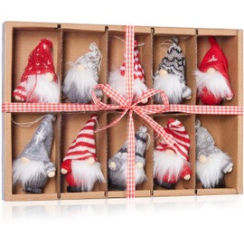 BRUBAKER Set of 10 Christmas gnome made of wood and knit, tree pendant, Christmas gnome, Christmas pendant approx. 9 cm, Christmas gnome in gift box