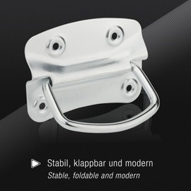 SOTECH 2 x Folding Handles (100 x 70 mm, Steel, Silver Galvanised) Box Handle Foldable for Screwing on Including Mounting Screws