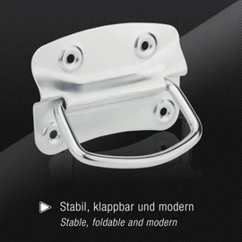 SOTECH 2 x Folding Handles (100 x 70 mm, Steel, Silver Galvanised) Box Handle Foldable for Screwing on Including Mounting Screws