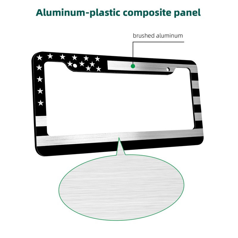 American Flag License Plate Frames - 2 Pack Black Patriotic