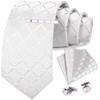 GUSLESON 3.15"（8cm） White Plaid Tie Men's Tie Fashion Necktie Clip