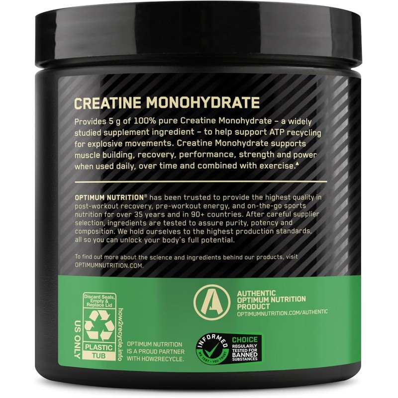 Optimum Nutrition Micronized Creatine Monohydrate Powder, Unflavored, 60 Servings, 300