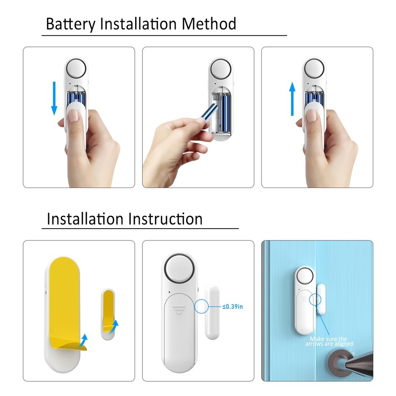 2-Pack Window and Door Alarms When Opened for Kids Safety/Dementia