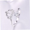 BESPORTBLE Adjustable Copper Crown Ring with Rhinestones Elegant Open Ring