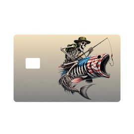 Patriotic Skeleton Fishing Card Sticker