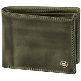 Fa.Volmer ® Men's Leather Wallet with RFID Protection - Extra Sturdy Double Stitching - 6 Compartments for Credit Cards - Landscape Format, Hunter Green, Classic