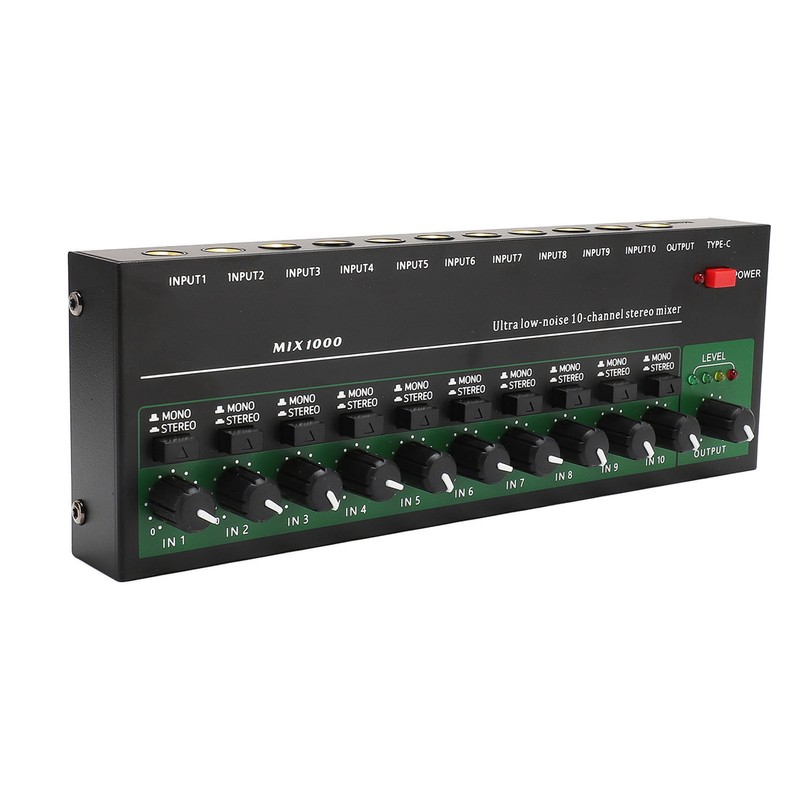10 Channel Sound Mixer Independent Volume Control Knob Professional Multichannel