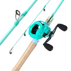 Sougayilang Baitcasting Fishing Rod Reel Combo, 6.9ft 2 Pieces Medium Heavy Pole with Strong Smooth Reel for Freshwater Right Hand