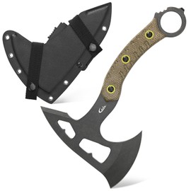 Ccanku C1392 Camping Axes,DC53 Steel Blade with Micarta Handle Chopping Axe Bushcraft Camping Axes Survival Hatchet with Kydex Sheaths for Hiking Hunting Camping Splitting Chopping Wood(Green)