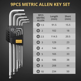 AMTOVL Hex Key Set - Magnetic Allen Wrench Set, S2 Steel SAE Metric Allen Key Set Star Key Extra Long (METRIC)