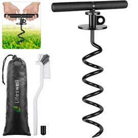 Lifeswell 15 Inch Dog Tie Out Stake, Heavy Duty Dog Spiral Stake for Medium to Large Dogs up to 220lbs, No Tangle, Dog Anchor for Yard, Camping, and Beach