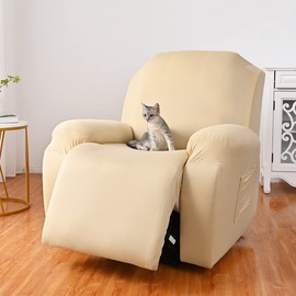 FANSU Recliner Chair Covers 1 Seater for Armchairs with Pockets, Stretch Recliner Slipcover for Electric Chair, Sofa Covers Furniture Protector for Living Room (1 Seater,beige)
