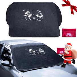 MeetYr Life Windshield Cover for Ice and Snow | Heavy Duty 600D Oxford Fabric | Secure Fit Waterproof Frost Cover | Winter Car Accessories |White Elephant Gifts for Adults for Men(71x50)