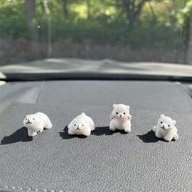 ZXHYREX 4 Pcs Cute Polar Bear Car Rearview Mirror Accessories, Car Interior Decoration Accessories for Rearview Mirror and Dashboard, Kawaii Decor for Home Garden Office, Funny Ornament Gifts