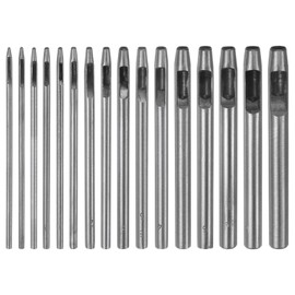 sourcing map 16Pcs Leather Hole Punch Set 0.5mm-7mm Steel Hollow Round Hole Punch Set Leather Hole Punch Cutter for Belts, Watch Band, Paper, Plastic, Leather Crafting
