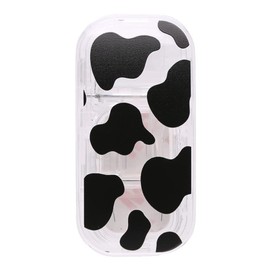 Smartphone Grip, Korean Smartphone Stand, Cow Pattern, Clear, Transparent, Simple, Cute, Stylish, Simple, Storage, Fall Prevention, Matched, Women's (Clear Black)