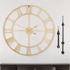 LEIKE Large Modern Wall Clocks,18" Gold Metal,Rustic,Round,Silent Non Ticking,Battery Operated
