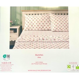 London Home Luxury Collection 4 Piece 200tc Rose Flora Sheet Set 100% Cotton Percale Crisp & Cool, Lightweight Bedding (Bunches Flowers, Queen (U.S. Standard))