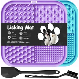 Azyh 2 PCS Licking Mat for Dogs & Cats with Suction Cups, Dog Slow Feeder Lick Pat for Anxiety Relief, Dog Toys Feeding Mat for Butter Yogurt Peanut, Pets Bathing Grooming Training Mat (7.9''*7.9'')